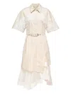 3.1 Phillip Lim Lace-panel Belted Shirt Dress In Neutral