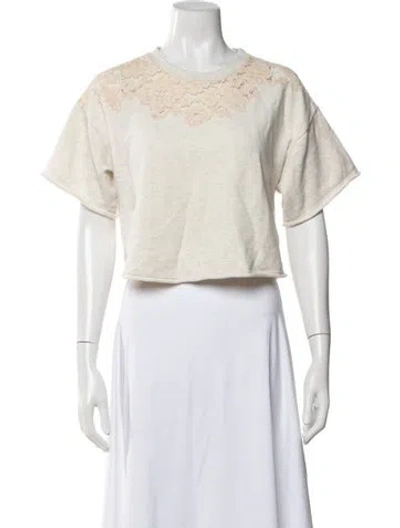 Pre-owned 3.1 Phillip Lim Lace Pattern Crew Neck Crop Top In Neutral