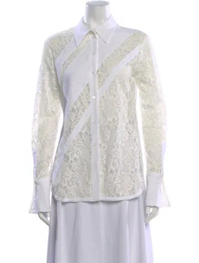 Pre-owned 3.1 Phillip Lim Lace Pattern Long Sleeve Blouse In White