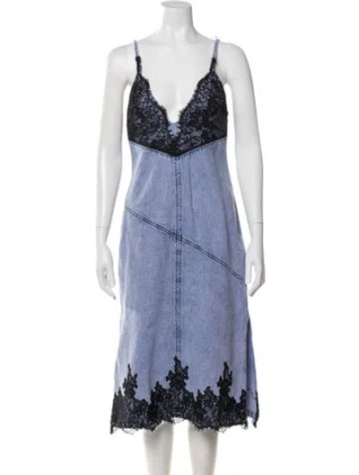 Pre-owned 3.1 Phillip Lim Lace Pattern Midi Length Dress In Blue