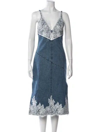 Pre-owned 3.1 Phillip Lim Lace Pattern Midi Length Dress In Blue