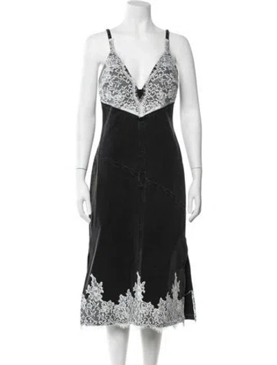 Pre-owned 3.1 Phillip Lim Lace Pattern Midi Length Dress W/ Tags In Black