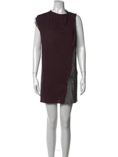 Pre-owned 3.1 Phillip Lim Lace Pattern Mini Dress In Burgundy