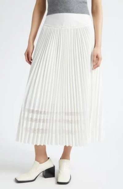 3.1 Phillip Lim Lace Trim Crepe Pleat Midi Skirt In White