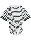 3.1 Phillip Lim Lace-trim Draped T-shirt In White