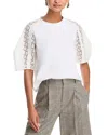 3.1 Phillip Lim Broderie Anglaise Combo Tee In White/white