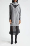 Shop 3.1 Phillip Lim Lace Trim Wool Sweater Dress In Medium Melange Grey