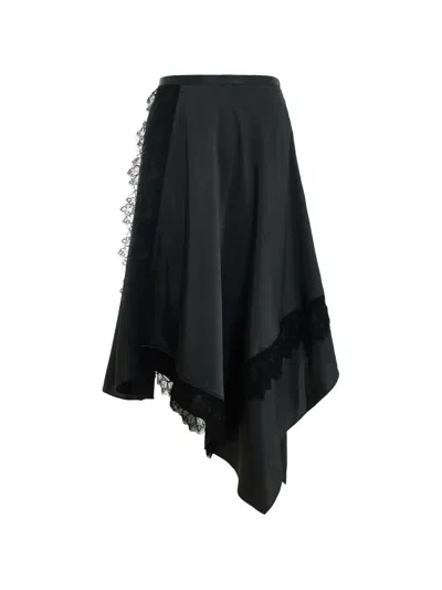 3.1 Phillip Lim Lace-trim Handkerchief-hem Midi Skirt In Black