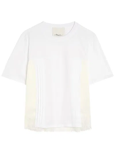 3.1 Phillip Lim Lace-trim Satin And Cotton T-shirt In White