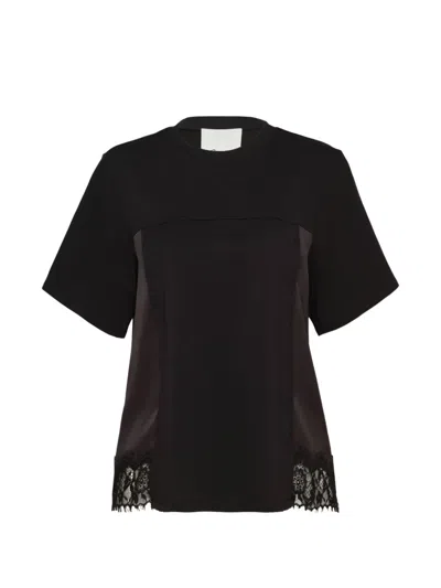 3.1 Phillip Lim Lace-trim T-shirt In Black