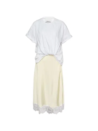3.1 Phillip Lim Lace-trim Twisted-front Midi Dress In Neutral