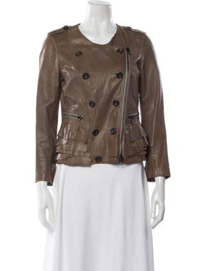 Pre-owned 3.1 Phillip Lim Lamb Leather Biker Jacket In Brown