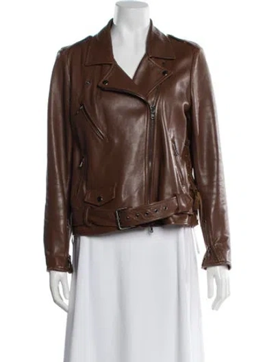 Pre-owned 3.1 Phillip Lim Lamb Leather Biker Jacket In Brown