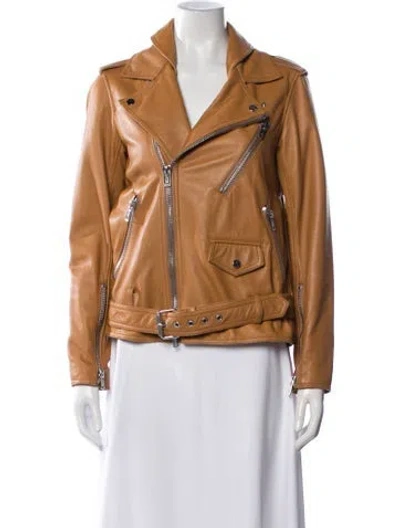 Pre-owned 3.1 Phillip Lim Lamb Leather Biker Jacket In Brown