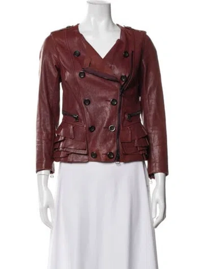 Pre-owned 3.1 Phillip Lim Lamb Leather Biker Jacket In Red