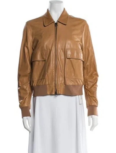 Pre-owned 3.1 Phillip Lim Lamb Leather Bomber Jacket In Brown