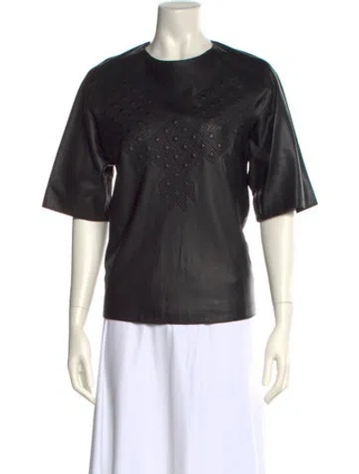 Pre-owned 3.1 Phillip Lim Lamb Leather Crew Neck Top In Black