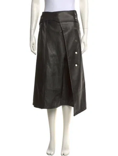 Pre-owned 3.1 Phillip Lim Lamb Leather Midi Length Skirt In Black