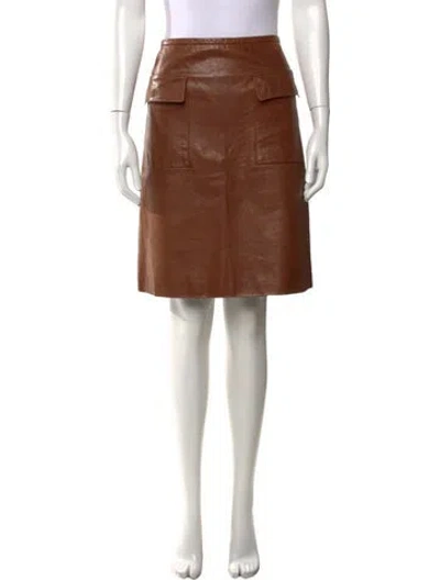 Pre-owned 3.1 Phillip Lim Lamb Leather Midi Length Skirt In Brown