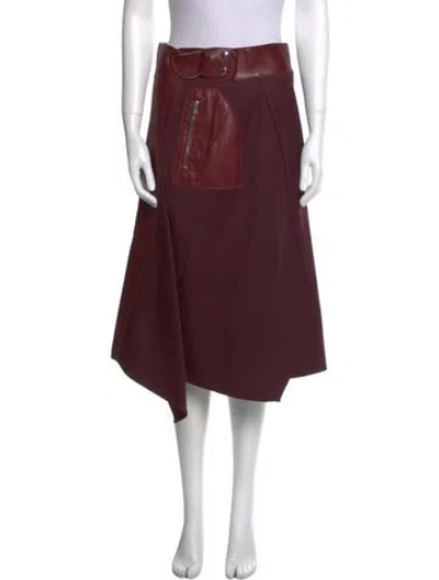 Pre-owned 3.1 Phillip Lim Lamb Leather Midi Length Skirt In Burgundy