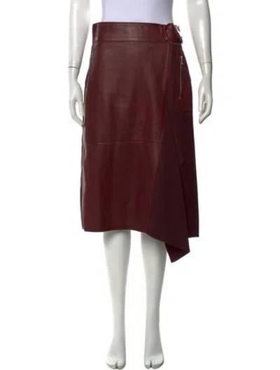 Pre-owned 3.1 Phillip Lim Lamb Leather Midi Length Skirt In Burgundy