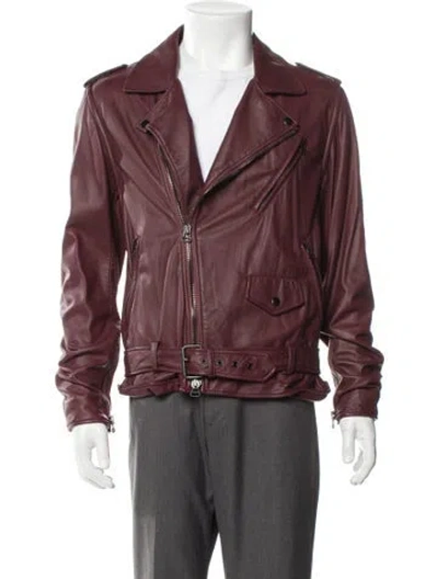 Pre-owned 3.1 Phillip Lim Lamb Leather Moto Jacket In Burgundy