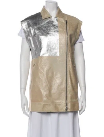 Pre-owned 3.1 Phillip Lim Lamb Leather Printed Vest W/ Tags In Silver