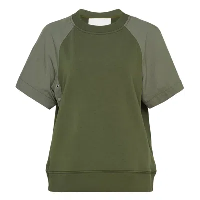 3.1 Phillip Lim Lantern French Terry Short Sleeve Top In Green