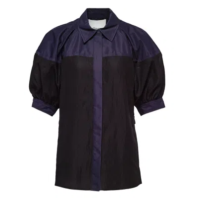 3.1 Phillip Lim Lantern Sleeve Combo Shirt In Black