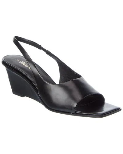 3.1 Phillip Lim Laura Leather Slingback Wedge Sandal In Black