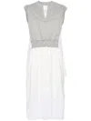 3.1 Phillip Lim Combo Tiered Sweatshirt Midi Dress In Grey Melange-ivory