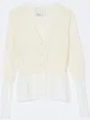 3.1 Phillip Lim Gauze Peplum Double Layer Cardigan In Neutrals