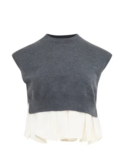 3.1 Phillip Lim Layered Peplum-hem Sweater In Gray