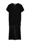 3.1 Phillip Lim Layered Satin And Knitted Midi Dress In Black