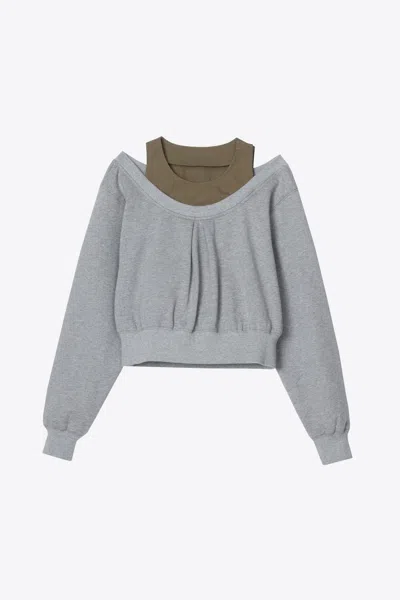 3.1 Phillip Lim Layered Tank Terry Top In Gray