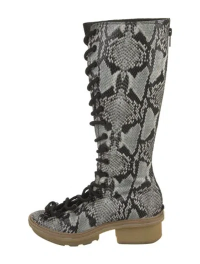 Pre-owned 3.1 Phillip Lim Leather Animal Print Combat Boots In Green