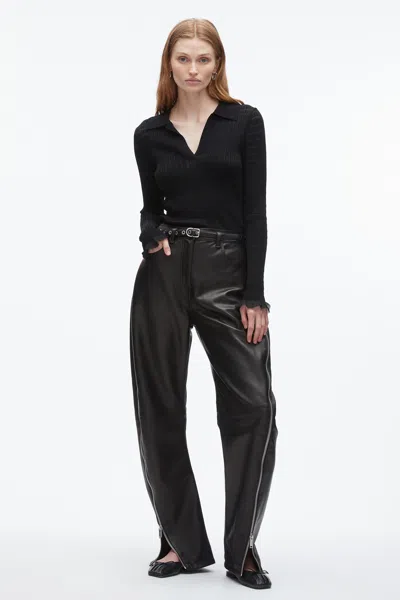 3.1 Phillip Lim Leather Barrel Jean With Zippers