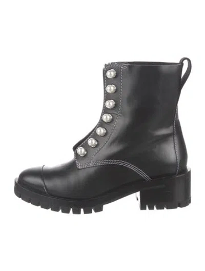 Pre-owned 3.1 Phillip Lim Leather Beaded Accents Combat Boots In Black