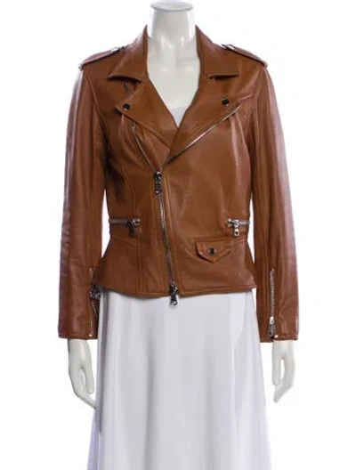 Pre-owned 3.1 Phillip Lim Leather Biker Jacket In Brown