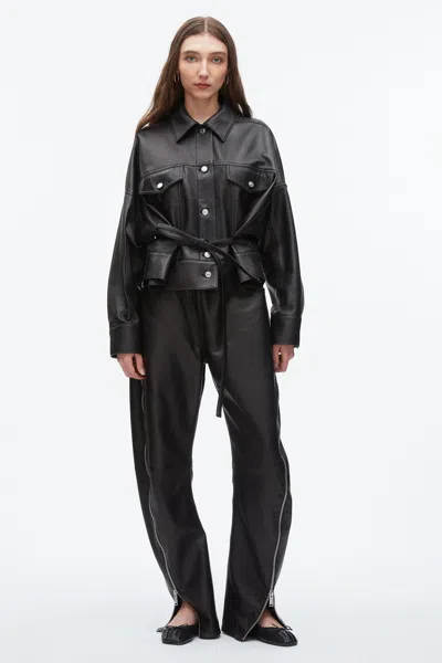 3.1 Phillip Lim Leather Boxy Jacket In Black