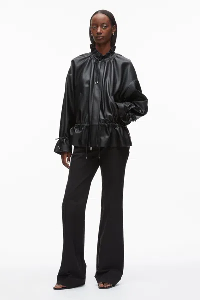 3.1 Phillip Lim Leather Cinched Parka With Ruffle Collar In Black