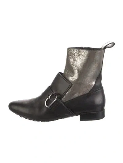 Pre-owned 3.1 Phillip Lim Leather Colorblock Pattern Combat Boots In Black