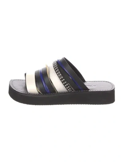 Pre-owned 3.1 Phillip Lim Leather Colorblock Pattern Slides In Black