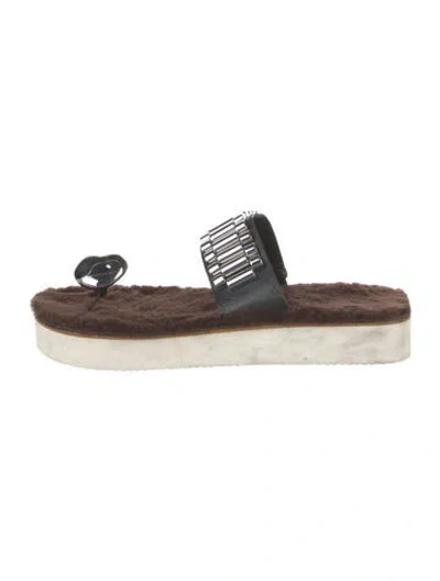 Pre-owned 3.1 Phillip Lim Leather Colorblock Pattern Slides In Black