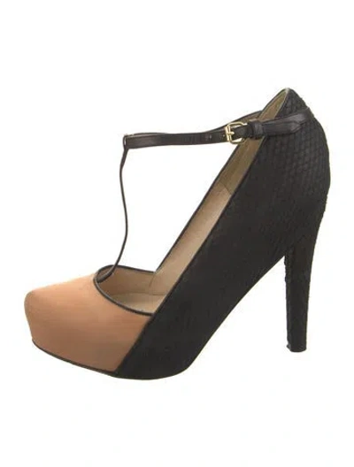 Pre-owned 3.1 Phillip Lim Leather Colorblock Pattern T-strap Pumps In Black