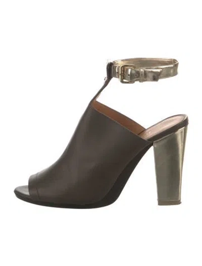 Pre-owned 3.1 Phillip Lim Leather Colorblock Pattern T-strap Pumps In Green