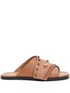 3.1 Phillip Lim Crossover Slide Sandal With Leather Craft In Brown