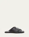 3.1 Phillip Lim Leather Crossover Slide Sandals In Black