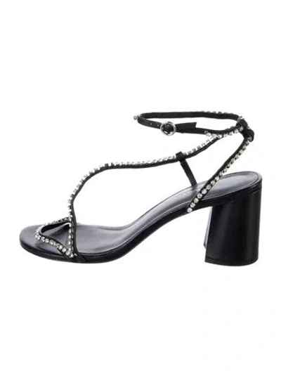 Pre-owned 3.1 Phillip Lim Leather Crystal Embellishments Sandals In Black