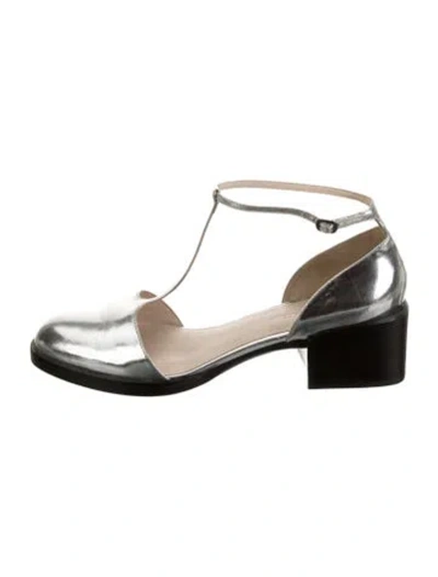 Pre-owned 3.1 Phillip Lim Leather D'orsay Flats In Silver